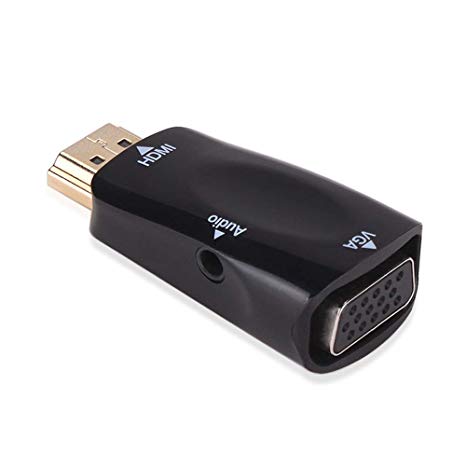 Go-Tecz HDMI to VGA Adapter Converter with Audio, Supports TV, PC, Laptops, Digital Camera, TV Box and etc.