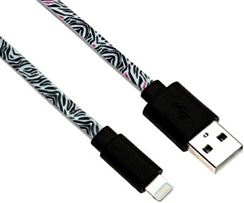 UberPower by NRGized Flat Premium Lightning to USB Cable Apple MFi Certified 3ft / 0.9m for iPhone 6S 6S Plus 6 6Plus 5s 5c 5, iPad Air, Air mini, iPad, iPod (Zebra)