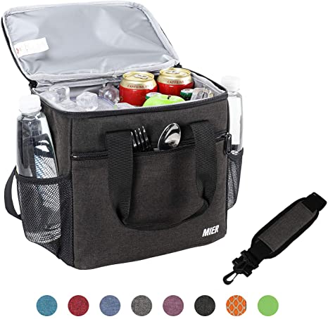 MIER 24 Can Large Capacity Soft Cooler Tote Insulated Lunch Bag Outdoor Picnic Bag,Dark Grey