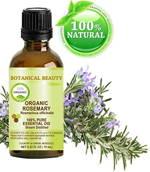 Organic ROSEMARY Essential Oil. 100% Pure Therapeutic Grade, Premium Quality, Undiluted, Steam Distilled. 0.33 Fl.oz.- 10 ml. by Botanical Beauty.