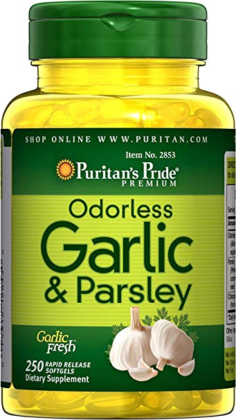 Puritan's Pride Odorless Garlic & Parsley 500 mg / 100 mg-250 Rapid Release Softgels