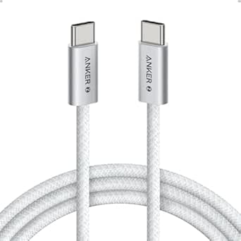 Anker Zolo USB C to USB C Cable, Braided and Dirt-Free Type C Fast Charging Cable, Slim Connector, for iPhone 16 Series, MacBook (240W) (White, 6ft)