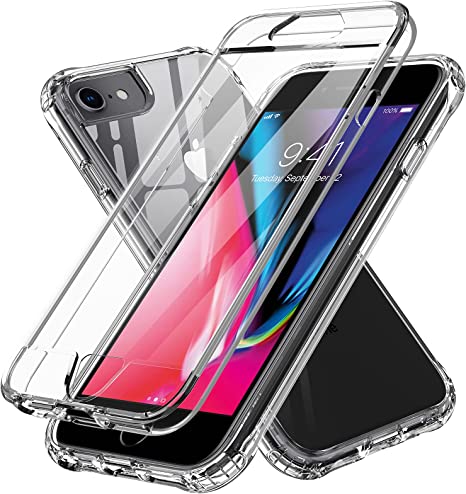 LeYi Compatible iPhone SE 2022 Case (3rd Gen), iPhone SE 2020 Case, iPhone 8/7/6s/6 Case, with Built-in Screen Protector, 360 Full-Body Protective Shockproof Clear Phone Case for iPhone 2022, Clear