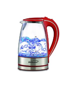 Brentwood Appliances KT-1900R Tempered Glass Tea Kettles 17-Liter Red