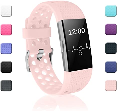 POY Replacement Bands Compatible for Fitbit Charge 2, Adjustable Breathable Wristbands with Air Holes Straps