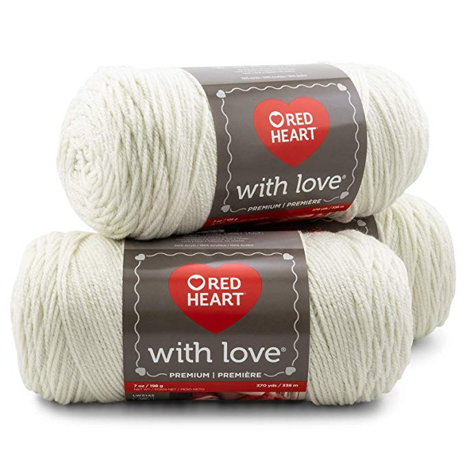 Red Heart E400PK. 1101 With With Love 3-Pack Yarn, Eggshell