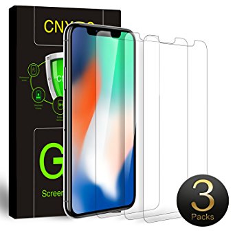 [3-PACK]iPhone X Screen Protector Glass, CNXUS [Bubble-Free] [High Responsivity] [Anti-Scratch] [Case-Friendly] Ultra Clear Tempered Glass Screen Protector for iPhone X/iPhone 10