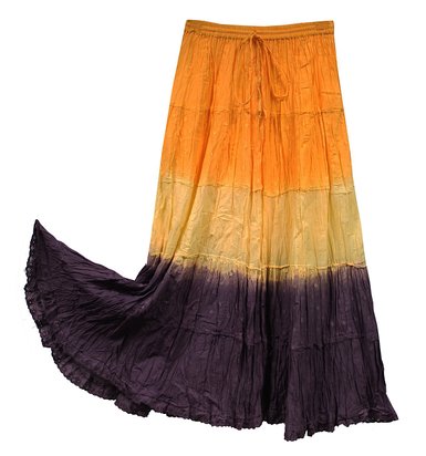 KayJayStyles Women's Hippie Hobo Gypsy Two Tone Tie-dye Long Skirt