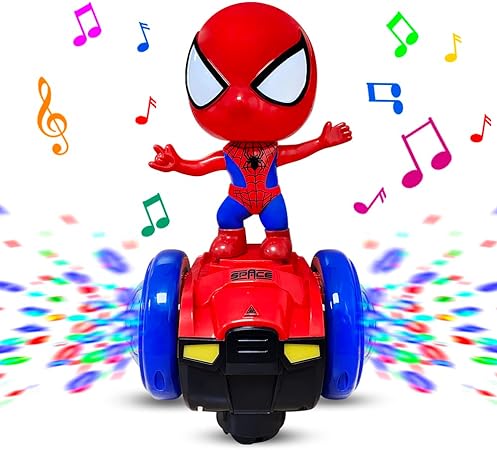 Dancing Robot Toys, Superhero Interactive Musical Car, Intelligent Educational Gift for Kids Toddlers with Colorful Flashing Lights & Music (Red)