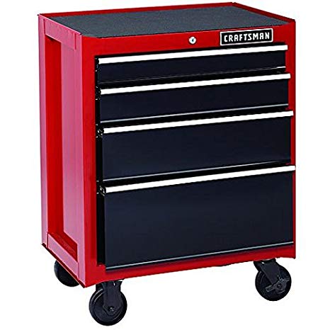 Craftsman 26-Inch 4-Drawer Rolling Cabinet - Red