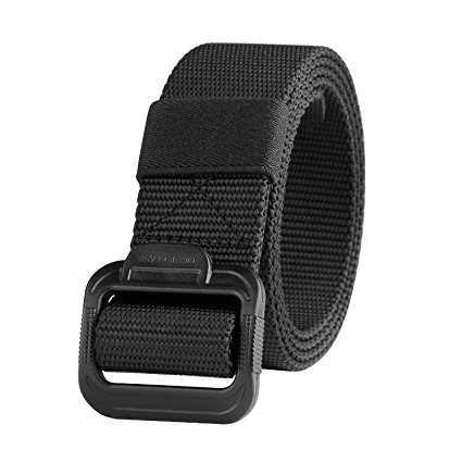 JASGOOD Mens Nylon Breathable Tactical Webbing Belt Military Outdoor Belt with Plastic Buckle