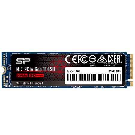 Silicon Power P34A80 256GB NVMe PCIe M.2 SSD, Up to 3400MB/s, 3D TLC NAND with DRAM Cache, M.2 2280 Internal Solid State Drive for Desktop Laptop PC Computer