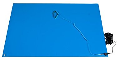 Bertech ESD Three Layer Vinyl Mat Kit with a Wrist Strap and Grounding Cord, 2' Wide x 4' Long x 0.093" Thick, Blue (Made in USA)
