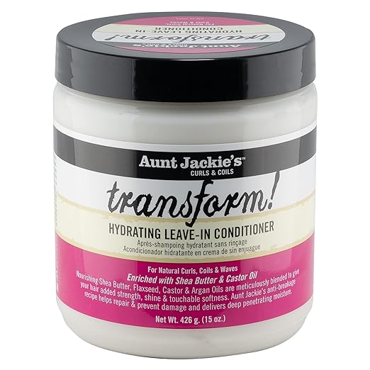 Aunt Jackie's Curls and Coils Transform Hydrating Leave-In Creme Conditioner for All Hair Types and Textures, 15 oz