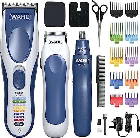 Wahl Colour Pro Cordless 3 in 1, Hair Clippers for Men, Family Haircutting Kit, Head Shaver, Men's Hair Clippers with Beard Trimmer, Nose Trimmer, Personal Trimmers, Grooming Kit