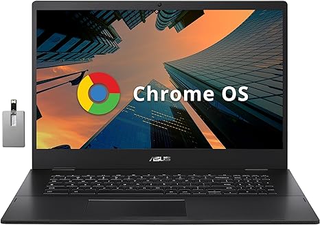 Asus ASUS Chromebook CX1700 17.3" FHD Laptop, Intel Celeron N4500, 4GB LPDDR4X RAM, 64GB eMMC Storage, Intel UHD Graphics, 720p Webcam, Wi-Fi 6, Bluetooth, Gray, Chrome OS, 32GB USB Card (Renewed)