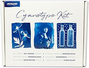 Jacquard Cyanotype Kit for Sun Prints - Complete Set with Pre-measured Chemicals, Fine Art Paper, Glass Frame & Accessories for Easy Solar Printing