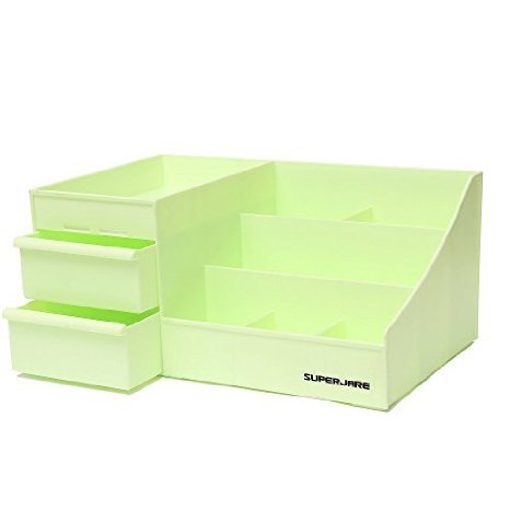 Superjare 13.8" x 8.8" x 6.4" Large Makeup Organizer with Drawers Green 60203G