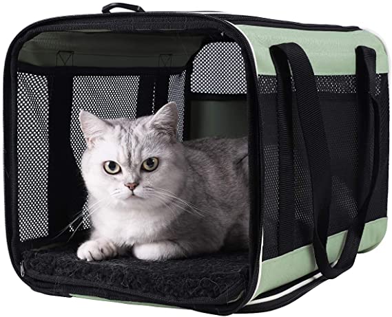 Top Load Pet Carrier for Large, Medium Cats, 2 Kitty and Small Dogs with Comfy Bed | Easy to Get Cat in, Escape Proof, Easy Storage, Washable, Safe and Comfortable for Vet Visit and Car Ride