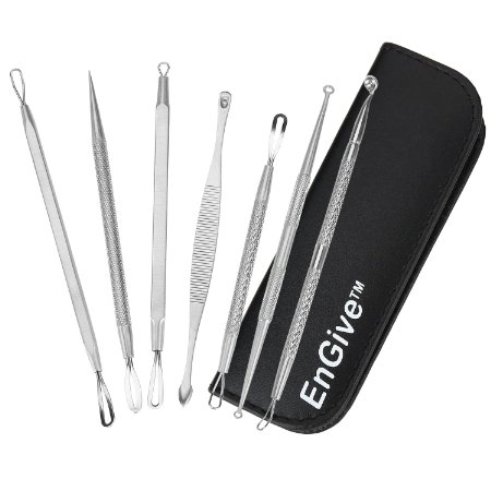 Blackhead Extractors EnGive Delicate Stainless Steel Blackhead Blemish Remover and Acne Pimple Pin Kits 7PCs