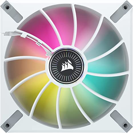 CORSAIR ML140 RGB Elite, 140mm Magnetic Levitation RGB Fan with AirGuide, 2-Pack with Lighting Node CORE - White Frame, Black