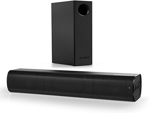 Soundbar with Wireless Subwoofer,SAKOBS 120W Sound Bar for TV with Bluetooth 5.0,2.1 Channel TV Speakers Surround Sound System,Wireless Subwoofer,Works with 4K & HD TVs,Includes AUX & Optical Cables