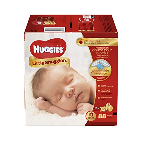 HUGGIES LITTLE SNUGGLERS, New Born, Baby Diapers, 88ct