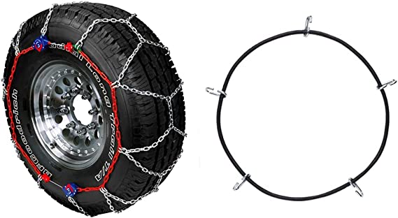 Peerless 0232105 Auto-Trac Light Truck/SUV Tire Traction Chain - 2 Count (Pack of 1) & Company QG20074 Quik Grip Light Truck Traction Chain Rubber Tightener - Set of 2, Black