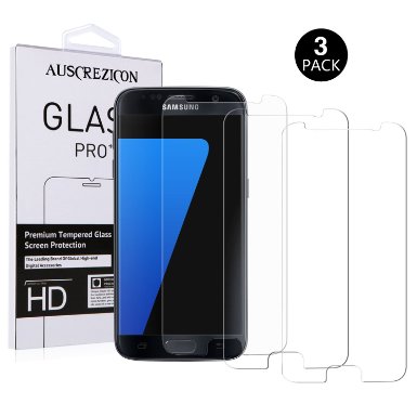 Samsung Galaxy S7 Screen Protector, AUSCREZICON 3-Pack 0.26mm 9H Tempered Glass Screen Protector for Samsung Galaxy S7 (NOT for S7edge) (Lifetime Warranty)