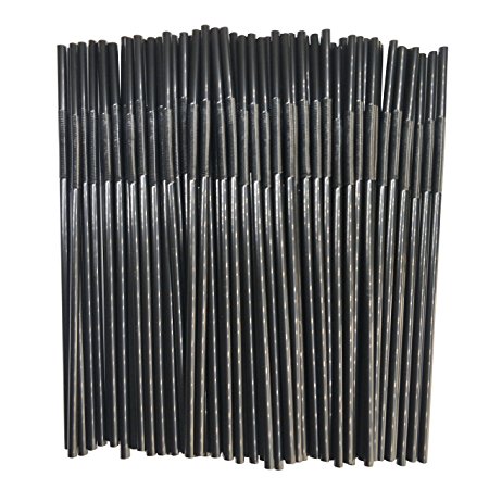 10 Inch Extra Long Black Flexible Bendy Party Disposable Drinking Straws,Pack of 100