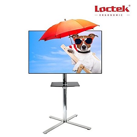 Loctek Universal Rolling TV Cart LCD Monitor Stand w/ DVD Plastic Shelf (32-60 inch with wheel)