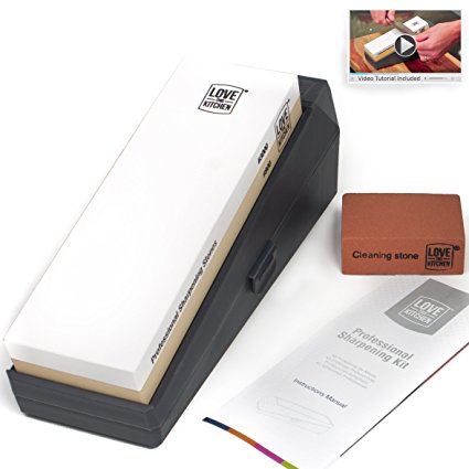 NEW: Professional Knife Stone Sharpening Kit - King Size 8.25" x 2.75", 800/3000 Japanese Grits | Whetstone Sharpener with Non-Slip, Dual Angle Stand/Storage Box for Chef, Kitchen & Pocket Knives