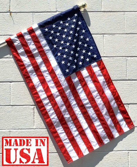 US Flag Factory 2.5'x4' US AMERICAN FLAG (Pole Sleeve) Outdoor SolarMax Nylon Flag (Embroidered Stars & Sewn Stripes) - 100% Made in America
