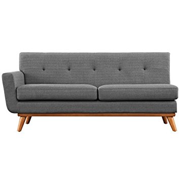 Modway Engage Mid-Century Modern Upholstered Fabric Left-Arm Loveseat In Gray