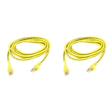 Belkin A3L791-01-YLW-S 1-Foot CAT5e Snagless Patch Cable (Light Yellow/Beige) (Pack of 2)