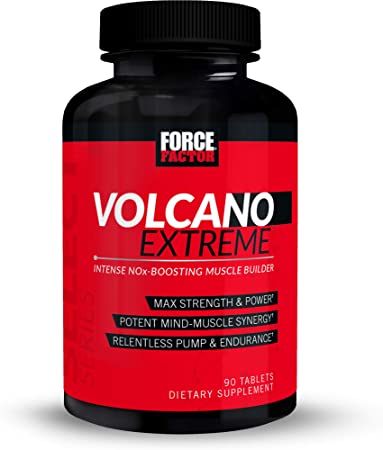 Volcano Extreme Pre-Workout Nitric Oxide Booster with NItrosigine, L-Citrulline, and CON-CRĒT for Muscle Pumps, Strength, Focus, Force Factor, 90ct