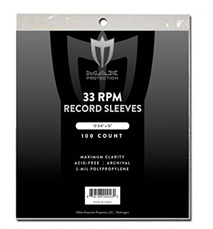 200 (2 Packs) 12" 33 RPM Record Outer Sleeves - INDUSTRY STANDARD Polypropylene - 12 3/4" X 13"