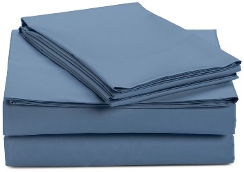 Pinzon 500-Thread-Count Super Soft Pima Cotton Sheet Set - Queen Flint Blue