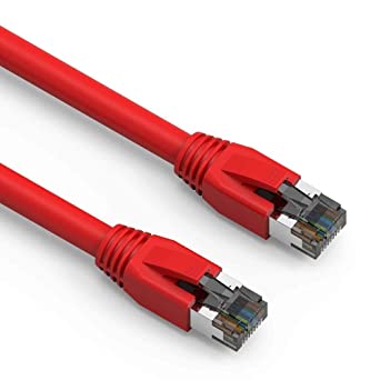 Nippon Labs Cat8 RJ45 35FT Ethernet Patch Internet Network LAN Cable, Indoor/Outdoor, 24AWG Shielded Latest 40Gbps 2000Mhz, Weatherproof S/FTP for Router, PS4, PS5, Xbox, PoE, Switch, Modem (Red)