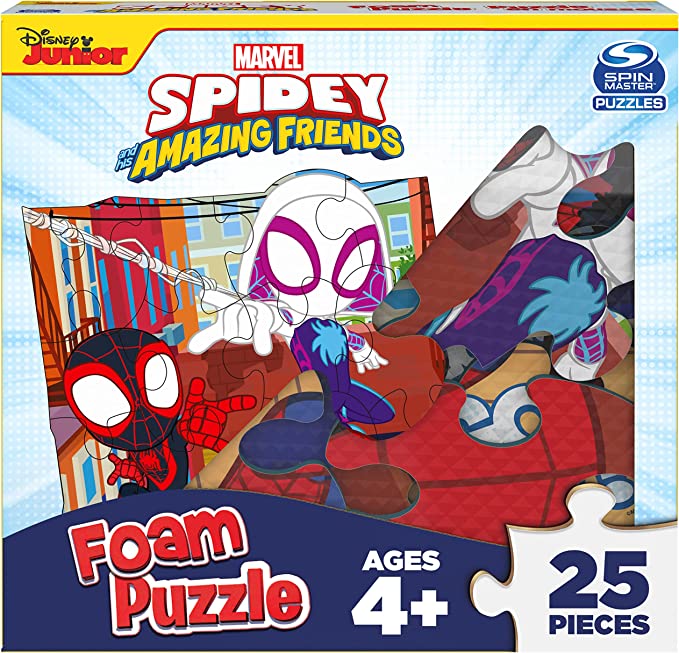 Marvel, 25-Piece Jigsaw Foam Squishy Puzzle Go Spidey! Disney Junior Spidey and his Amazing Friends Show, for Kids Ages 4 and up