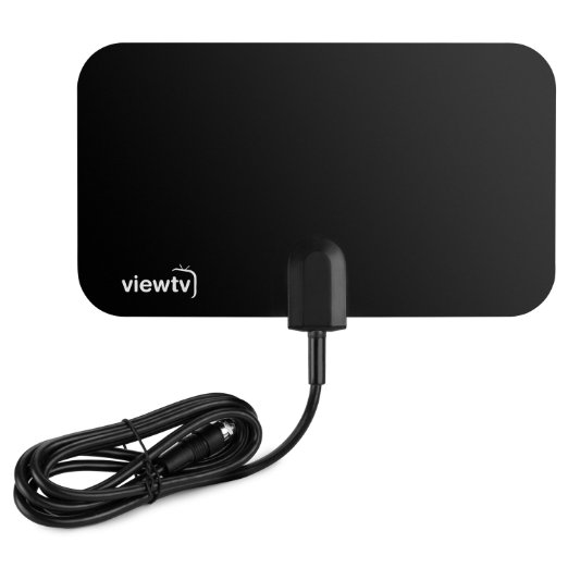 ViewTV Flat HD Digital Indoor TV Antenna - 25 Miles Range - Black