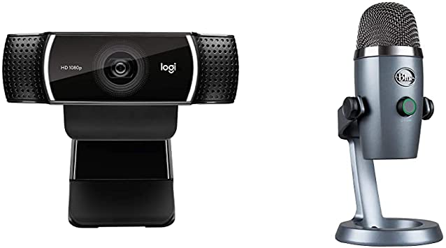 Logitech C922x Pro Stream Webcam – Full 1080p HD Camera with Blue Yeti Nano Professional Condenser USB Microphone