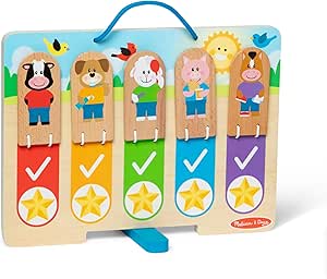 Melissa & Doug Wooden My Daily Day and Night Routines Chart for Boys and Girls 3  - FSC Certified