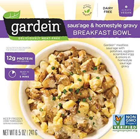 Gardein Plant-Based Saus'age & Homestyle Gravy Breakfast Bowl, Vegan, Frozen, 8.5 oz.