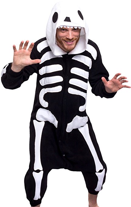 Silver Lilly Unisex Adult Pajamas - Plush One Piece Cosplay Skeleton Animal Costume