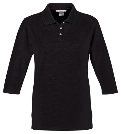 Tri-Mountain Women's Aurora 3/4 Sleeve Pique Knit Golf Shirt (10 Colors, XS-4XL)