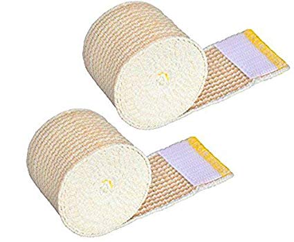 GT Cotton Elastic Bandage Wrap (2” Wide, 2 Pack) with Hook and Loop Fasteners at Both Ends | Latex Free Hypoallergenic Compression Roll for Ankle Knee Wrist Sprains, Foot Elbow Shoulder Head Injuries