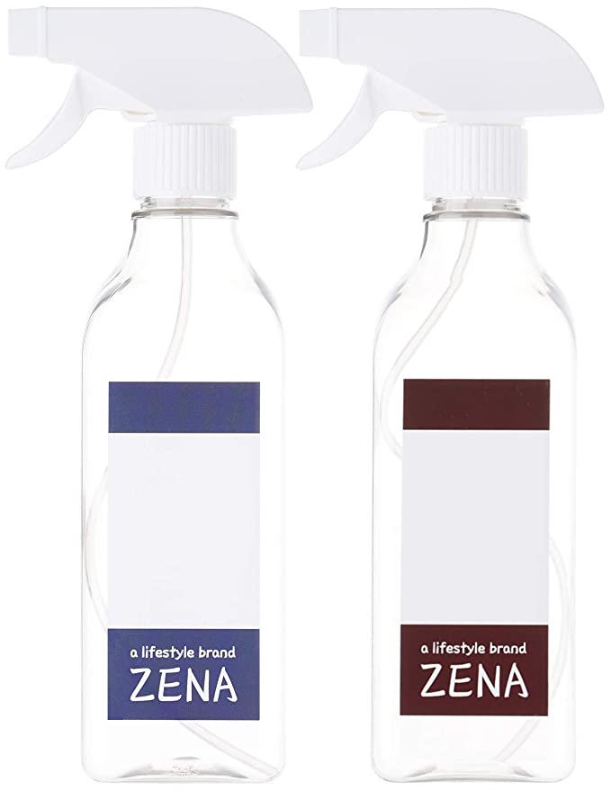 Zena Empty Clear Spray Bottle 16 oz. Great for Cleaning Solution, Essential Oils, Gardening, Hair Care. Adjustable Heads from Mist to Stream. Includes 4 beautiful labels (Pack of 2 / Cuboid)