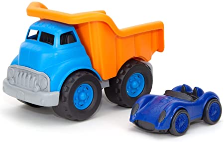Green Toys Dump Truck Orange w/Blue Race Car