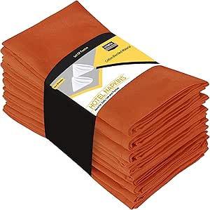 Utopia Kitchen Orange Cloth Napkins [12 Pack, 20x20 Inch] Cotton Blend Washable and Reusable Table Dinner Napkins